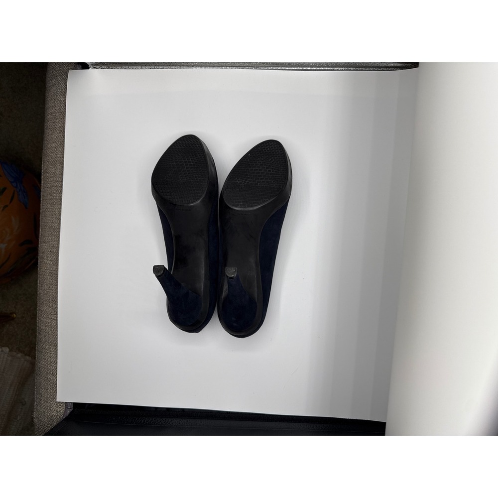 Stuart Weitzman Navy Blue Suede Platform Pumps Round Toe Stiletto Heels - Picture 8 of 8